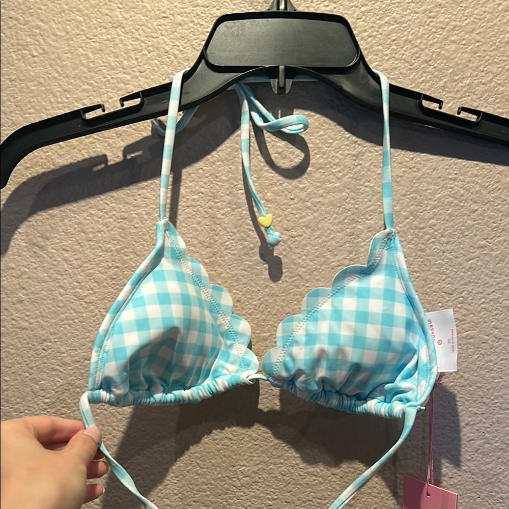 Target Stoney Clover Blue Gingham Bikini Top Size XS